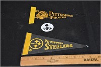2 Vintage Mini Pgh Pirates & Steelers Pennants