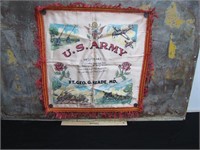 Antique WWII US Military Silk Pillow Sham Ft Meade