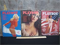 Lot of 3 vintage Playboys Two 1975 one 1976