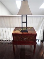 Unique Bamboo Box Drawer, Table & Lamp