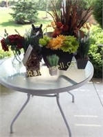 Patio Table, Tin Bucket, Pottery & Faux Accents