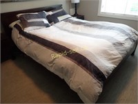 Solid Queen Bed frame, Mattress and Bedding