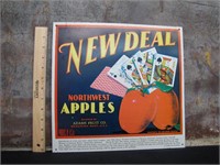 Vintage New Deal Apple Metal Tin Advertising Sign