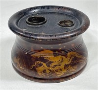 Civil War Decorated Wooden Inkwell