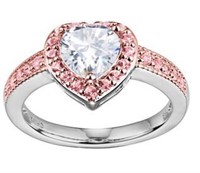 Brilliant Heart Diamondlite CZ & Pink Topaz Ring