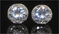 Natural 1.10 ct White Sapphire & Diamond Earrings