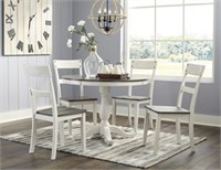 Ashley D287 Antique White Round Table & 4 Chairs