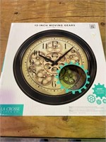 $29  13-INCH MOVING GEARS BLACK WALL CLOCK