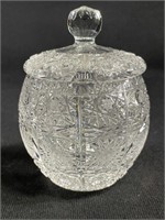 Pressed Crystal Glass Jar W/ Lid