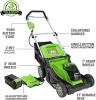 Greenworks 40V 17-Inch Cordless Push Lawn Mower