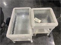 2 Wicker Glass Top Tables