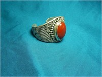 Sterling Silver & Carnelian Cuff Bracelet Bali