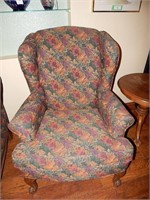 Dark Floral Wingback Arm Chair