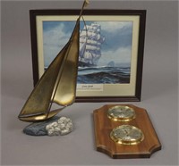 Framed Sailboat - Metal Sailboat - Barometer