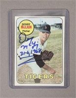 1969 Topps Denny McLain Autographed Baseball Card