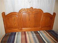 Beautifully Carved Solid Oak Queen Bed Frame