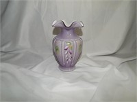 Vintage Hand Painted Fenton Cased Glass Vase