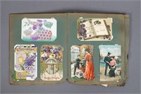 Antique Early 1900's Postcard Album Over 100 Cards