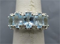 Sterling Silver Ladies Ring with Aquamarine