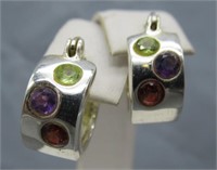Pair of Sterling Silver Earrings with Multi Color