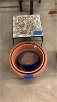 Small tile table and planters