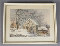 Currier & Ives The Old Homestead in Winter Print