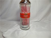 Vintage Coca Cola Glass Straw Dispenser