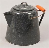 Large Vintage Enamel Coffee Pot - Cowboy Kettle