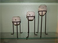 Decorative Wrought Iron & Pumice Candle Holders