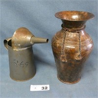 Tin Measure & Tin Vase