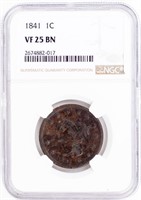 Coin 1841 United States Large Cent NGC VF25 BN