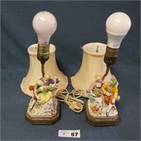 Pair of Porcelain Figural Lamps w/ Shades