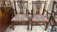 Pair of Mahogany Chinese Chippendale Arm Chairs