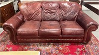 Lane Leather Sofa with Brass Nail Head Trim