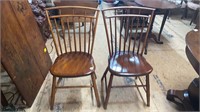 Pair of Early Maple Spindle Back Chairs