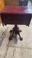 Painted Red Claw Foot Two Drawer Work Table