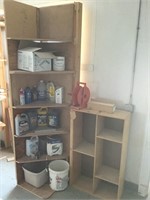 Shop lubricants & (2) wood shelves