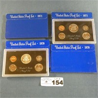2-1970 & 2-1971 US Mint Proof Sets