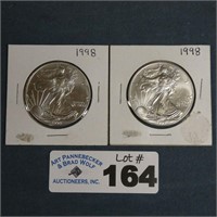 2-1998 Silver Eagle Dollars