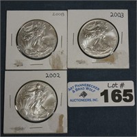 2002, 2003, 2008 Silver Eagle Dollars