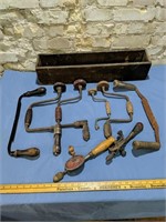 Primitive Hand Tools with Wooden Shed Box.