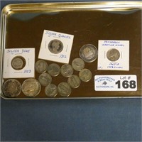 Lot of Silver Halves, Wartime Nickels, Etc