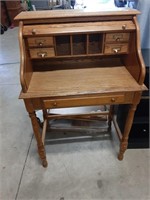 Oak Roll Top Secretary Desk