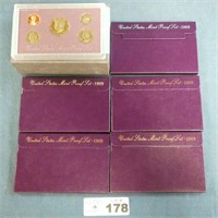 5 - 1989 US Mint Proof Sets in Shipping Box