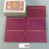 5 - 1988 US Mint Proof Sets in Shipping Box