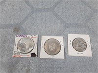 2 Canadian Silver $1 and 1 Silver 50 cents