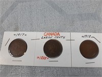 Canada Large Cents 1888, 1918, and 1917
