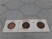 Canada Large Cents 1859, 1916, and 1918