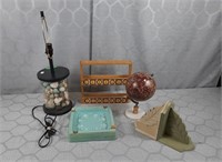 Decorative Table Lamp, Ash Tray, Globe, Bookends