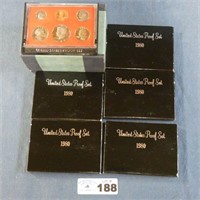 5 - 1980 US Mint Proof Sets in Shipping Box